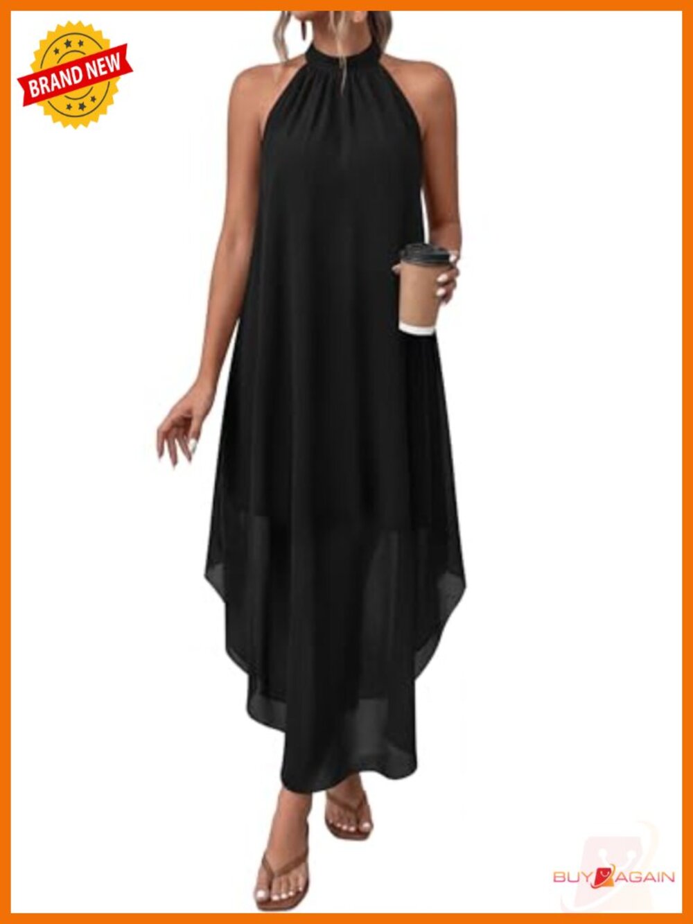 PRETTYGARDEN Women's Halter Maxi Dress Sleeveless Casual Summer Flowy